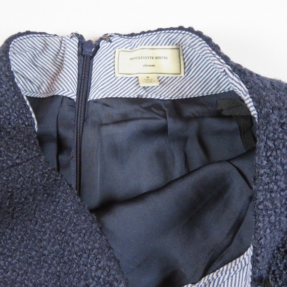 MOULINETTE SOEURS navy blue wool blend Boucle Lined Pencil Skirt - Picture 2 of 4